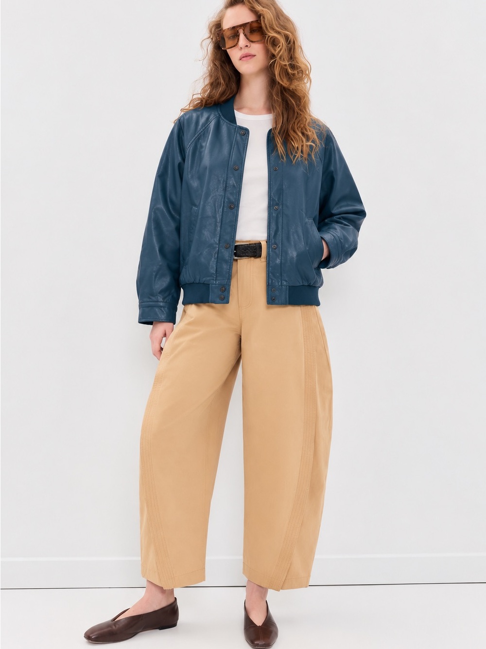 FREE PEOPLE | We The Free Wild Rose Vegan Leather Oversized Bomber Jacket - Teal